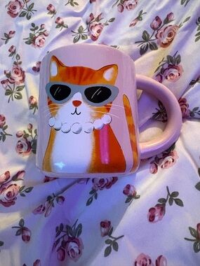 2/35$🍓⭐️ Pink Cat Mug with Sunglasses - Cute Ceramic Cat Drinkware